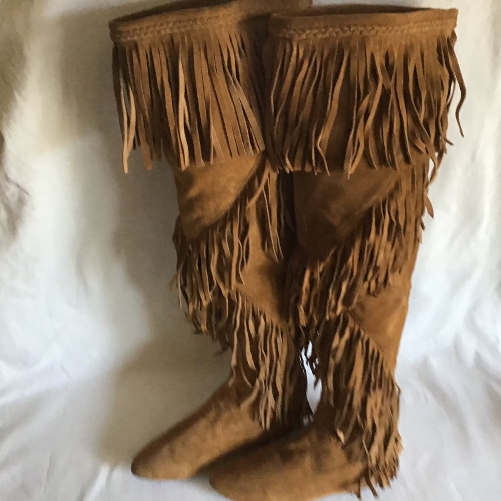 Sam Edelman “Uri” Suede Over-the-Knee Fringe Boots - Picture 3 of 8